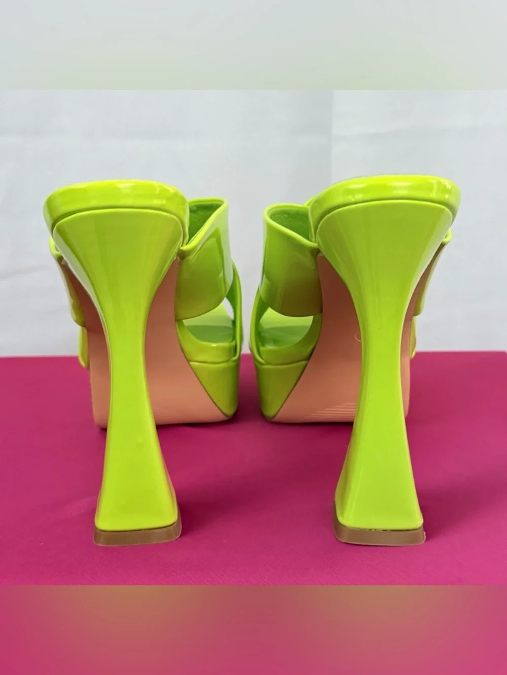 Liliana Neon Lime Platform Slide Heels